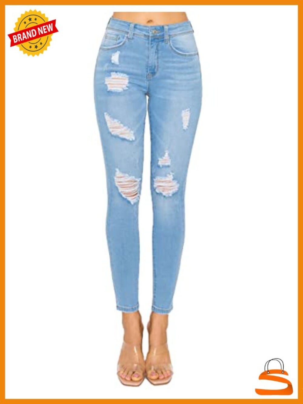 Push-Up Destructed Skinny Jeans High Rise Modal Stretch